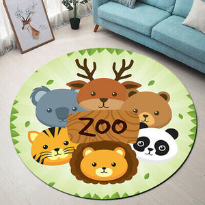 Animals Round Carpet All of The Zoo